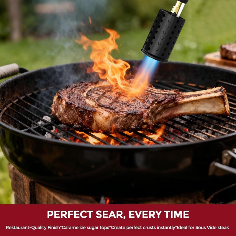 SILADKN Propane Torch Gun with Adjustable Flame, Handheld Torch Head for BBQ, Grill, Sous Vide, Campfire & Charcoal Lighting, Safety Lock & Wide Nozzle Design, Tank Not Included, Black - Image 5